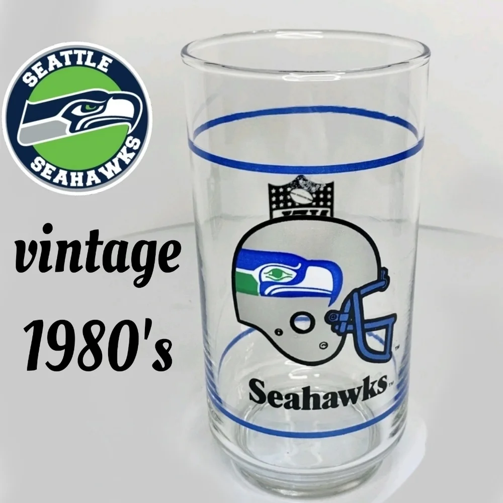 Vintage Seahawks NFL Mobil 16oz Tumbler Glass - Picture 1 of 3